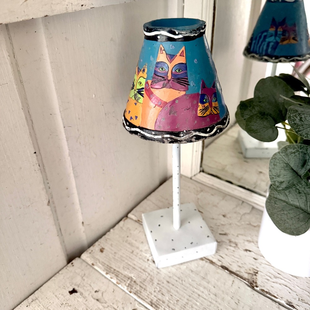 Laurel Burch Cat Candle Little Lamp Post Colorful Kitty Gift Home Decor Eclectic